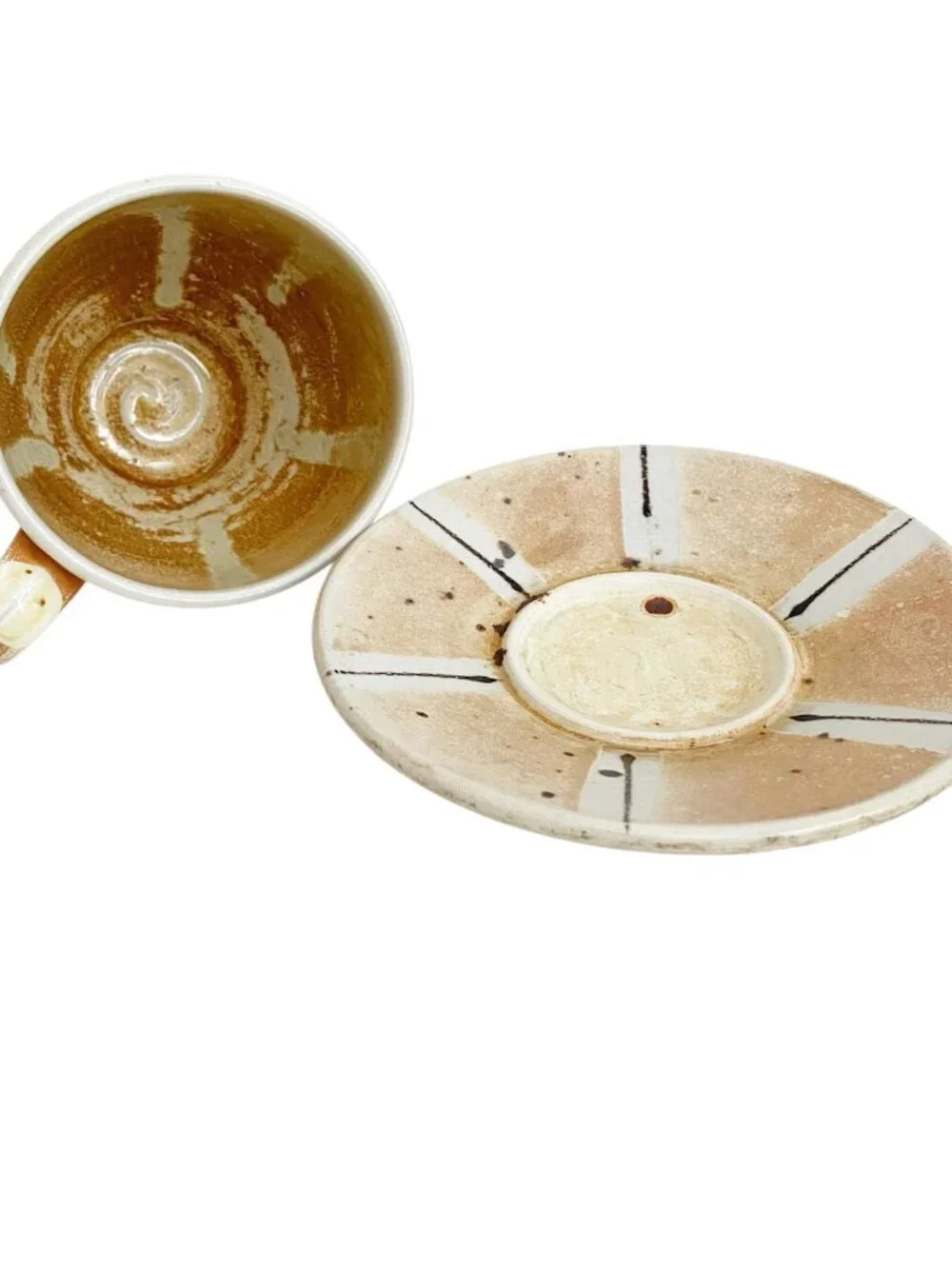 Handmade Ceramic Coffee Cup and Saucer Set, Wabi Sabi Studio Pottery Mug, Earthy